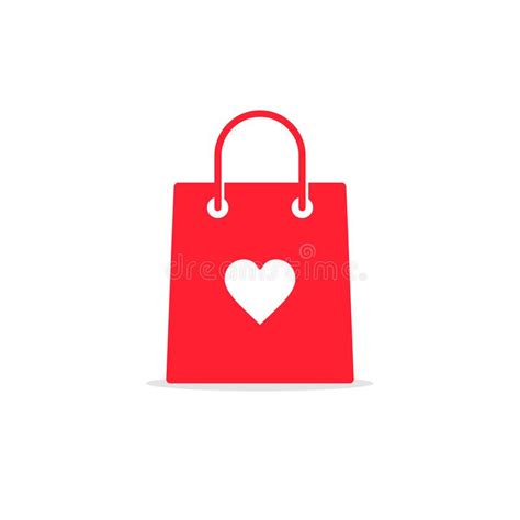 Shopping Bag With Heart Icon Vector I Love Shopping Concept Stock