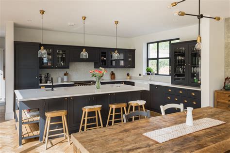A Large Kitchen Island In A Shaker Kitchen Open Plan Kitchen Living