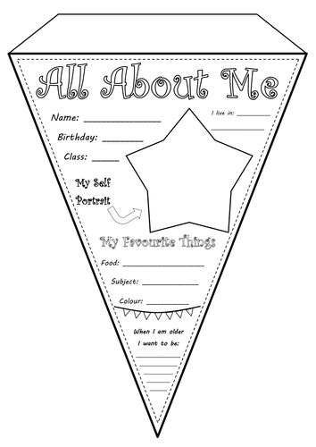 Today i'm going to share with you our favorite activities and free printables for this theme. All about me bunting worksheet by Pledly - Teaching ...