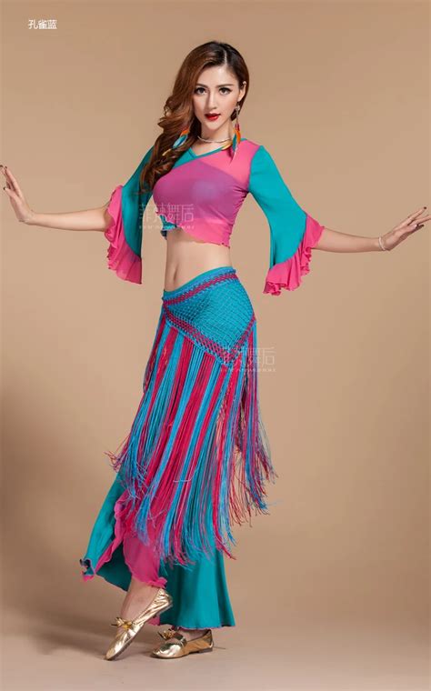 2015 New Summer Style Women Belly Dance Set Lyrical Belly Dance Costumes Prices Topspants
