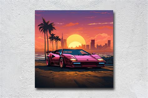 Lamborghini Countach Poster Print Pixel Art Classic Car Poster Etsy