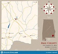 Map of Dale County in Alabama Stock Vector - Illustration of sign ...