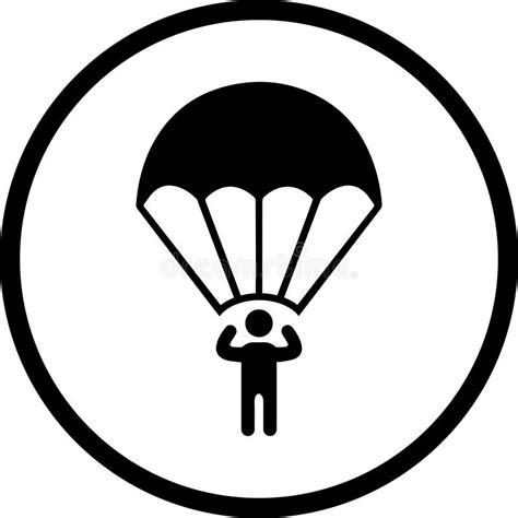 Landing Parachute Skydiving Icon Black Vector Design Stock