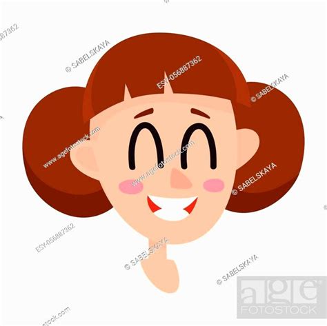 pretty brown hair woman laughing facial expression cartoon vector illustrations isolated on