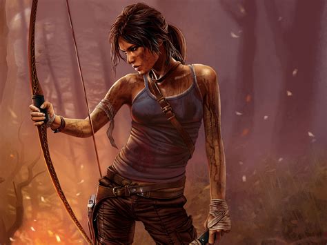 Tomb Raider Lara Croft PC Spiel Nacht Bogen 2560x1920 HD