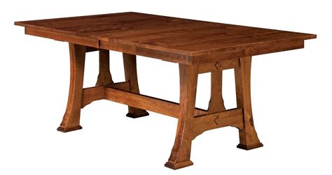 Amish Mission Trestle Dining Table Rectangle Extending Leaf Solid Wood Rustic Ebay