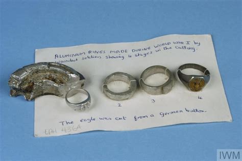 Set Of Four Aluminum Trench Art Rings Showing The Various Stages Of