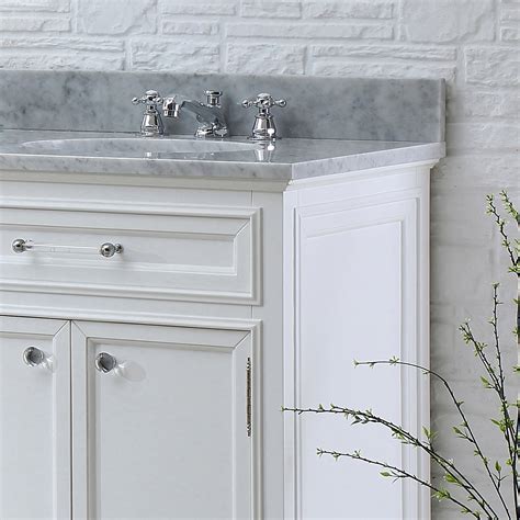 72 Pure White Double Sink Bathroom Vanity With Carrara White Marble Top