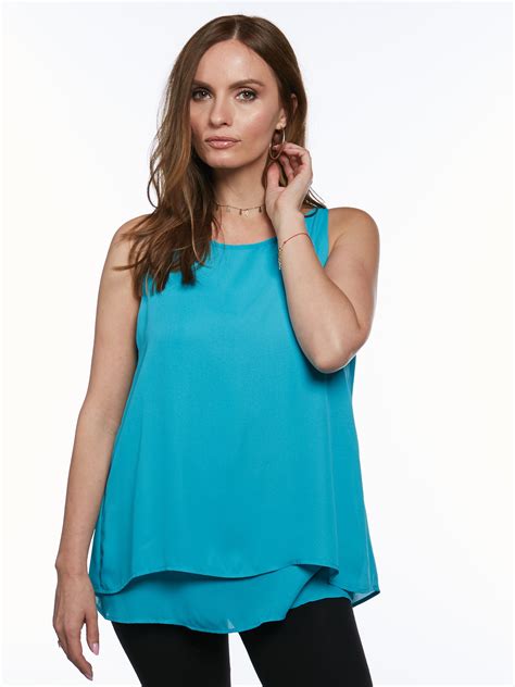 Zac Rachel Women S Double Layer Tank Top Turquoise Dive Small