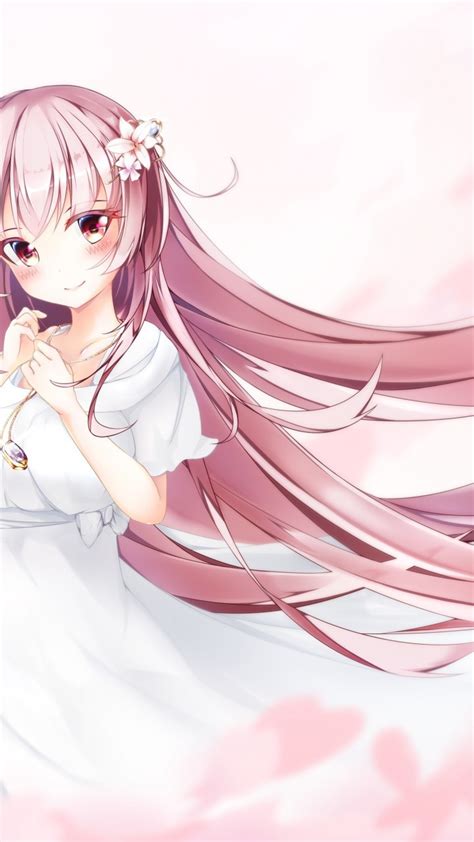 Download 720x1280 Anime Girl Pink Hair Smiling White
