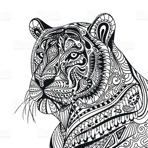 Vector Illustration Of An Abstract Ornamental Tiger Mandala Boyama