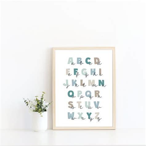 Alphabet Wall Print Instant Download Printable Wall Art Abc Etsy