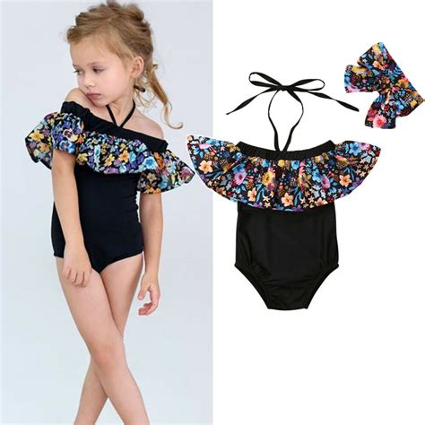 2019 Newly Summer Baby Girl Flower Ruffle Bikini Set Kids Swimwear
