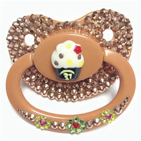 Miyocar Unique Handmade Bling Brown Adult Pacifier Adult Sized Cute Gem Pacifier Dummy Abdl