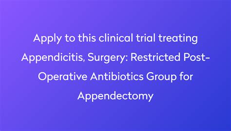 Restricted Post Operative Antibiotics Group For Appendectomy Clinical