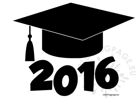 Graduation Cap 2016 Clip Art Coloring Page