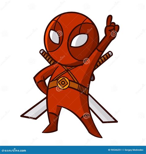 Superhero Red Ninja Sticker Stock Illustration Illustration Of Brave