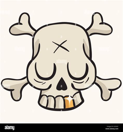 Cartoon Illustration Of Cute Skull With Golden Tooth Stock Vector Image