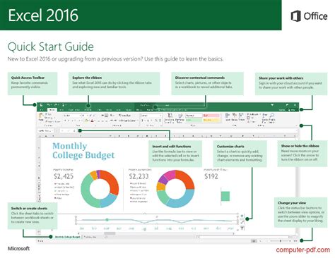 Pdf Microsoft Excel 2016 Quick Start Guide Free Tutorial For Beginners