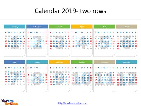 Samples for marketing calendar 2019. Printable calendar 2019 template - Free PowerPoint Templates