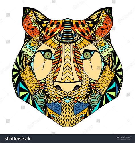 Tiger Head Adult Antistress Coloring Page Stock Vector 414139069