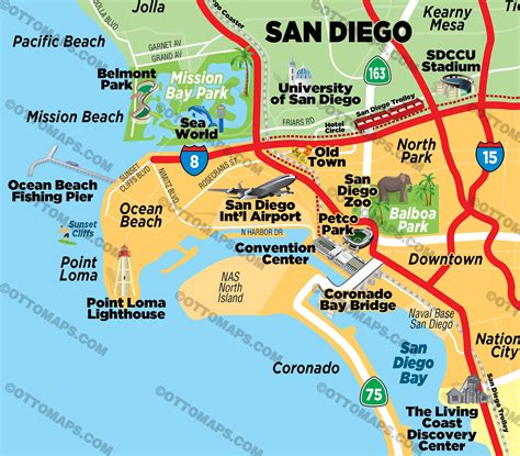 Tourist Map Of San Diego Vector U S Map