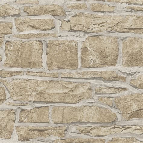 Arthouse Church Stone Pattern Wallpaper Faux Textured Brick Effect 697100 Natural I Want