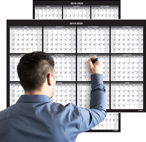 Large Annual Erasable Laminated Wall Calendar 24 X 36 Inch 2 Sided