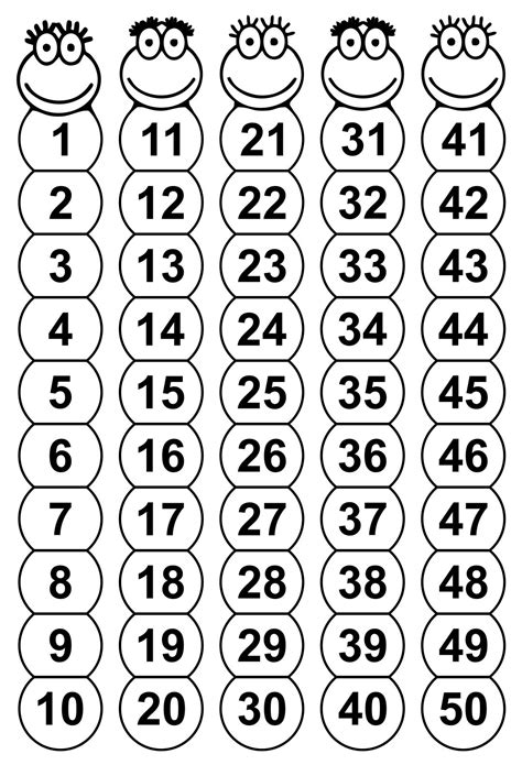 Printable Number Chart 1 50 Printable Number Line Free Printable