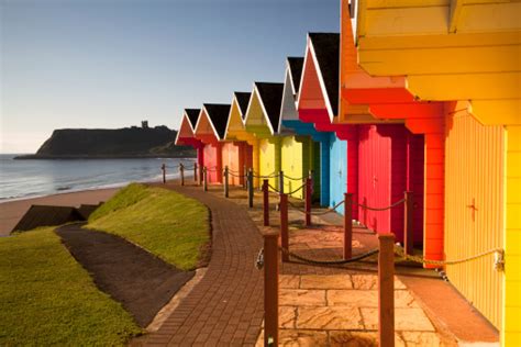 Colorful Beach Huts Near Ocean Stock Photo Download Image Now Istock