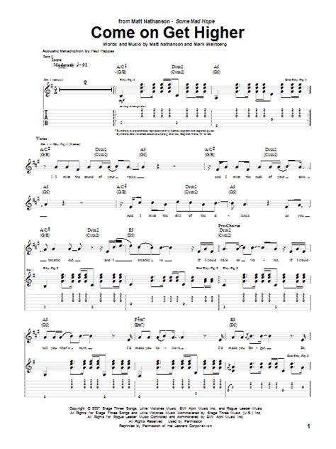 Come On Get Higher By Matt Nathanson Guitar Tab Guitar Instructor
