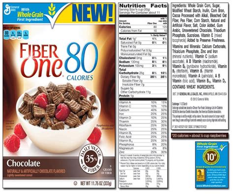 A Package Of Fiber One Chocolate Cereal With Raspberries