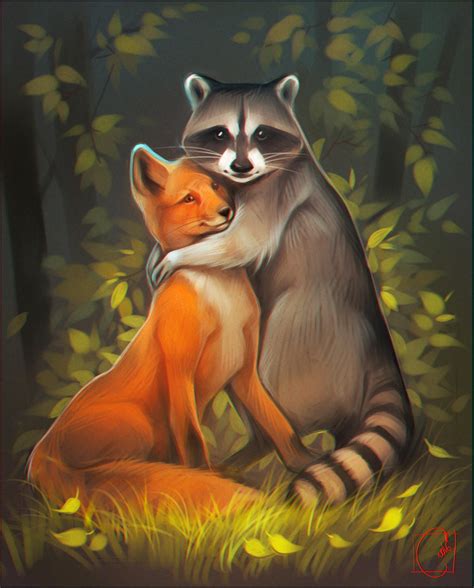 Raccoon And Fox By Gaudibuendia On Deviantart