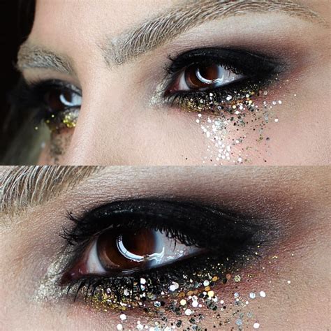Stunning Smokey Eye With Gold Glitter Detailing Theatrical Makeup