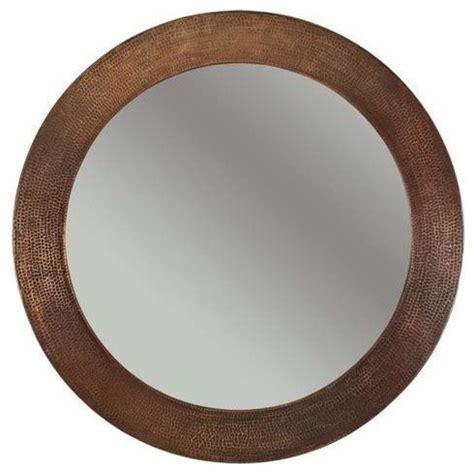 Modern rustic bathrooms tend to eschew hard edges and lines in favour of softer, rounded, natural shapes and forms instead. 34" Round Copper Mirror - Rustic - Bathroom Mirrors - by ...