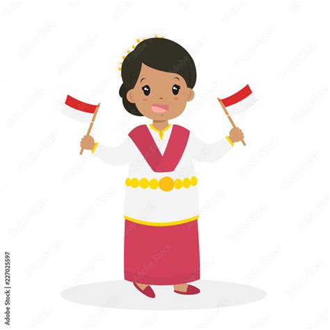 Happy Indonesian Girl Wearing North Maluku Traditional Dress And