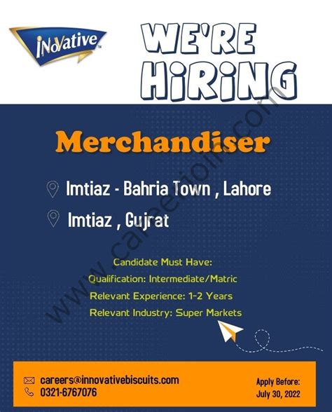Innovative Biscuits Pvt Ltd Jobs Merchandiser