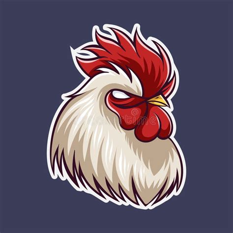 Rooster Head Mascot Logo Vector Illustration Isolated On A Colored