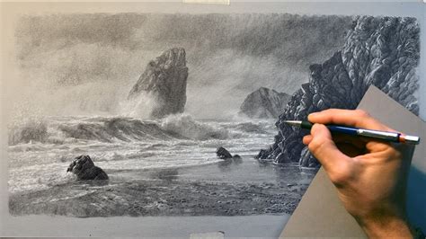 Drawing A Seascape With Crashing Waves Sketchendeavour Youtube