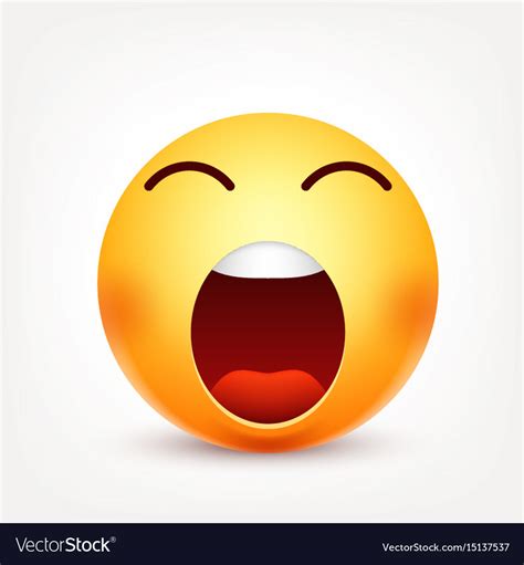 Smiley Tired Emoticon Yellow Face With Emotions Vector Image
