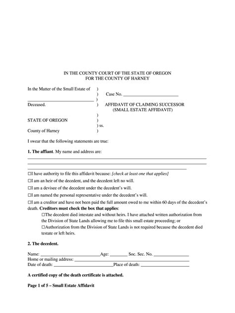 oregon small estate affidavit pdf fill out and sign online dochub