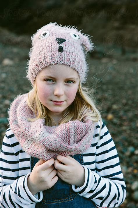 Portrait Of A Little Girl Outdoors In Winter By Stocksy Contributor