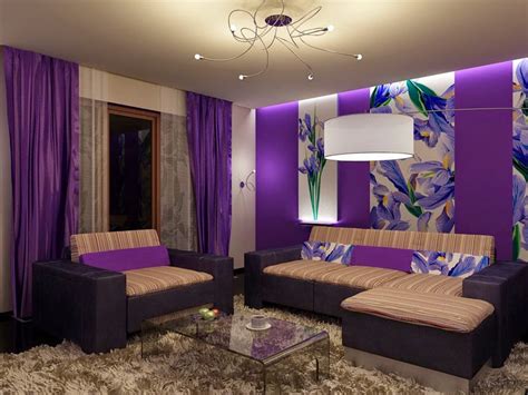 pesona warna ungu  desain ruang tamu desain interior apartemen