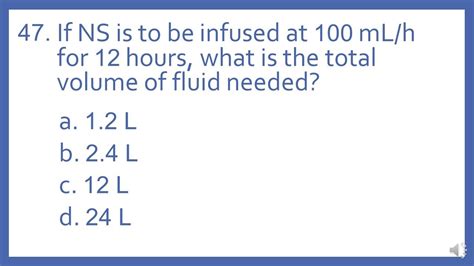 Ptcb Ptce Practice Test Question 47 Ns Volume Infusion Rate Math