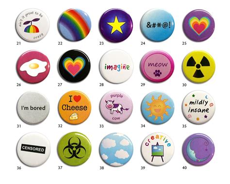 125 Mini Button 100 Designs Round Pin Badges 1 60 Etsy