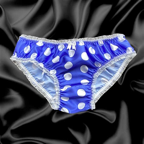 Royal Blue Satin Polkadot Frilly Sissy Panties Bikini Knicker Briefs Size 10 20 Ebay