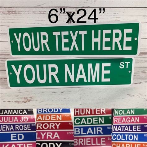 Custom Name Your Text Street Road Metal Sign 6x24 Etsy