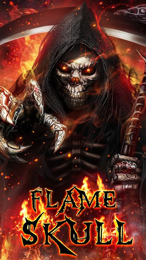 Red Flaming Skull Wallpaper (62+ images) Gray skull digital wallpaper, skull illustration, selective coloring.