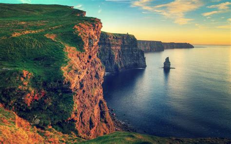 Hd Water Sunset Landscapes Nature Rocks Ireland Cliffs Moher Sea