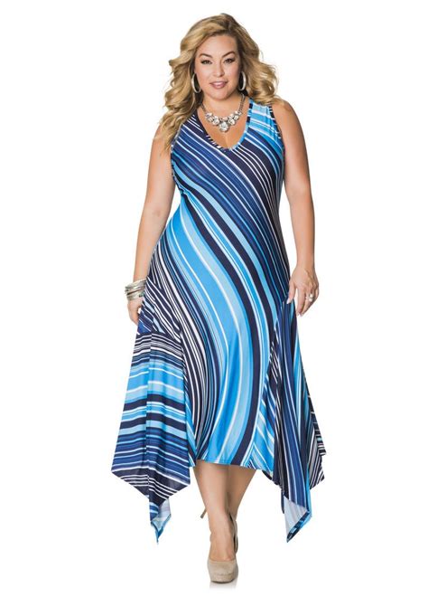 Striped Hanky Hem Maxi Dress Plus Size Dresses Ashley Stewart Plus Size Summer Dresses Plus